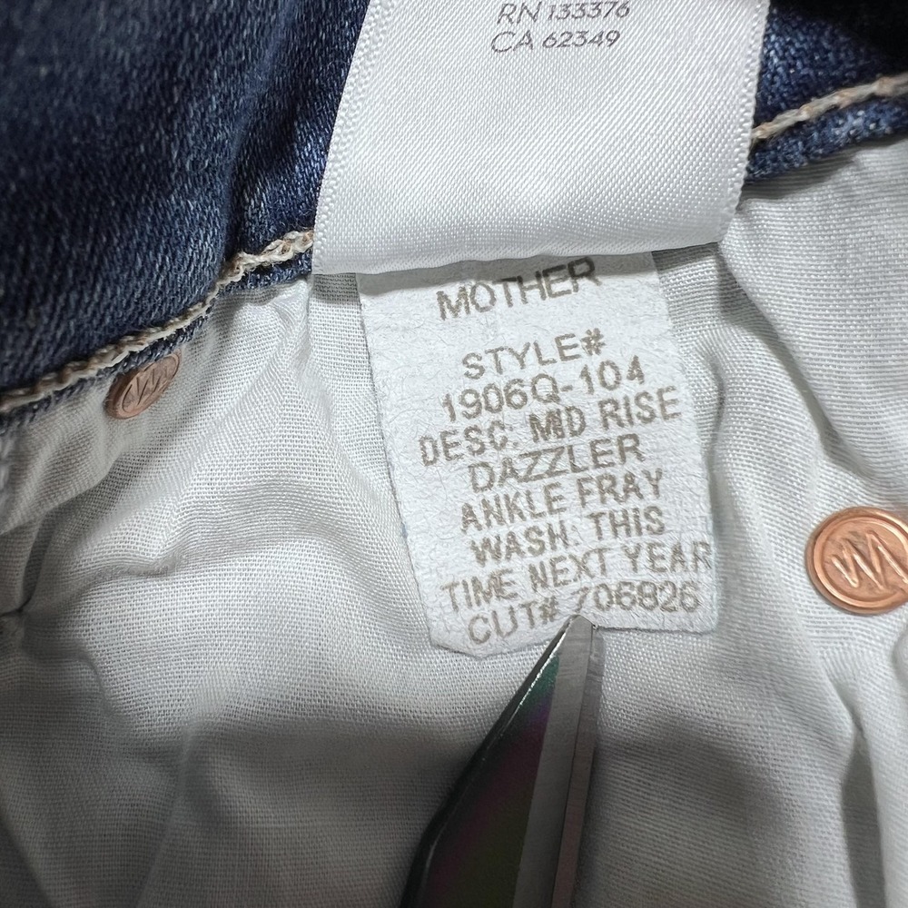 Mother The Mid Rise Dazzler Ankle Fray This Time Next Year Jeans Womens 24 Blue - Picture 9 of 15